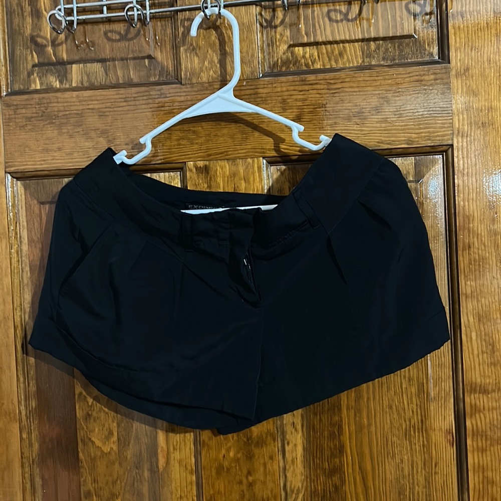 Black satin shorts from express